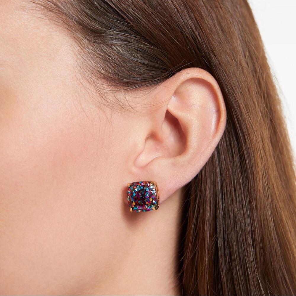 Kate Spade Glitter Crystal Square Stud Earrings
